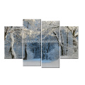 Arte nevado de la lona de la lona del invierno / impresión de la lona del paisaje / arte estirado de la pintura de la lona